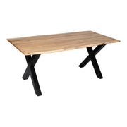 GHomeUK Solid Acacia Walnut Live Edge X-Base Dining Table